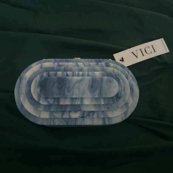 Vici Marble-Effect Blue Clutch - Picture 2 of 6